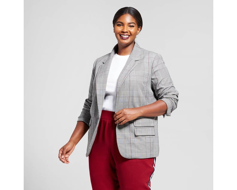 A New Day Women's Plus-Size Plaid Boyfriend Blazer