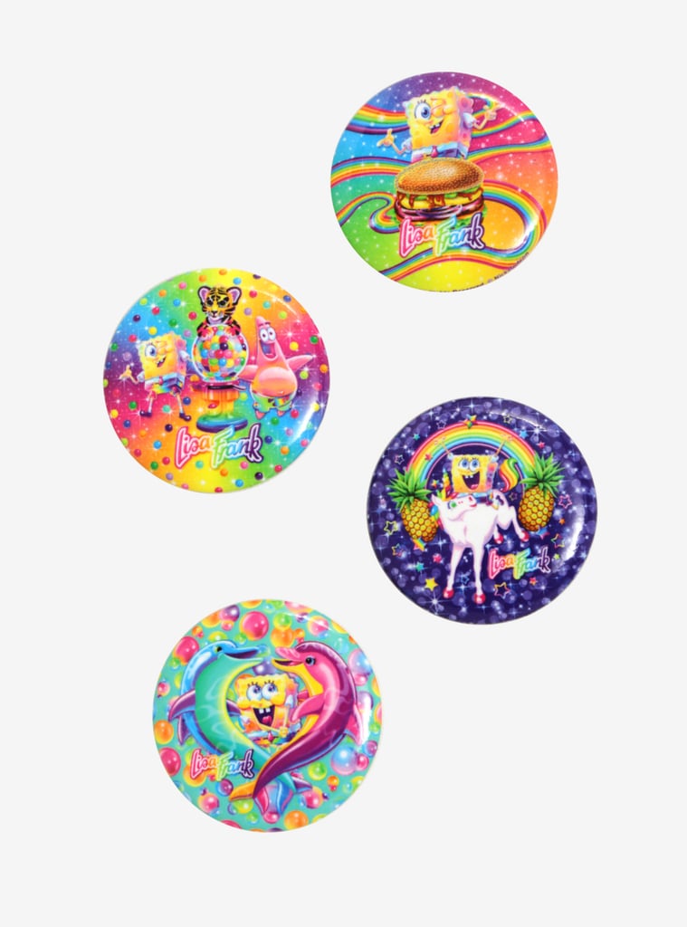 Lisa Frank x SpongeBob Four-Count Button Set ($7)