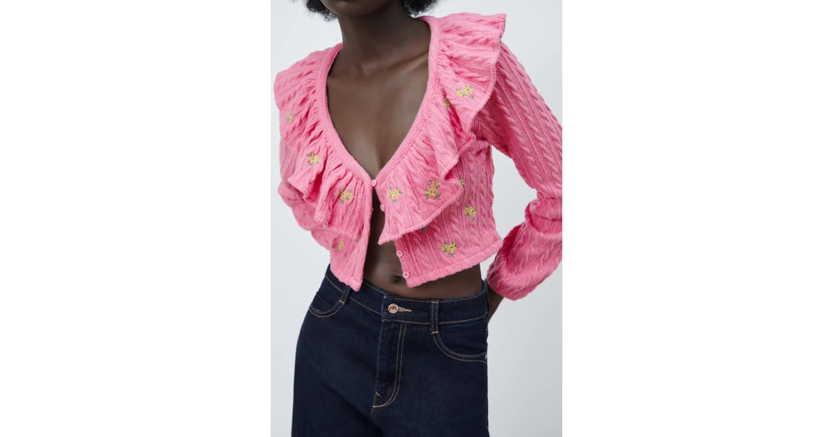 ZARA ruffled floral cable knit Cardigan 5039/576 - munimoro.gob.pe