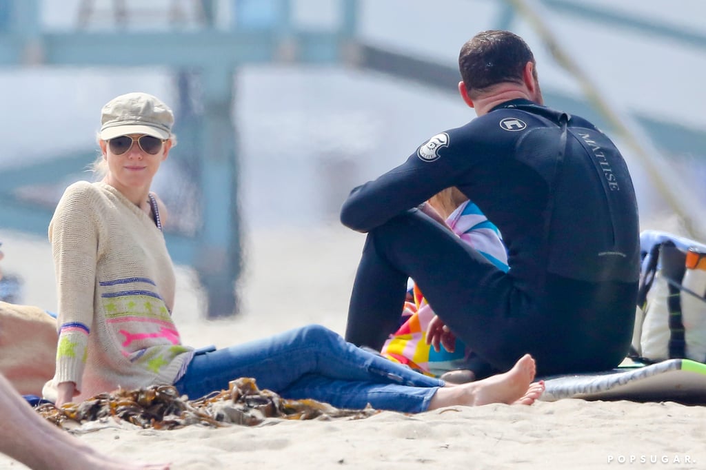 Shirtless Liev Schreiber and Naomi Watts at the Beach