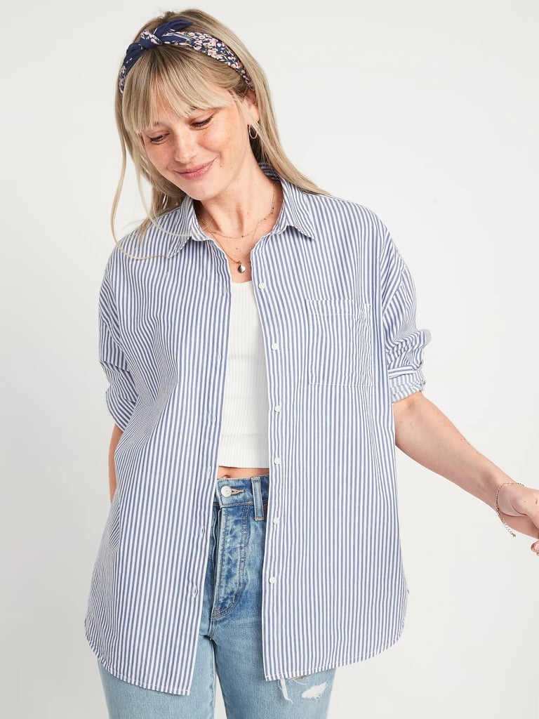 A Striped Shirt: Old Navy Oversized Striped Boyfriend Shirt