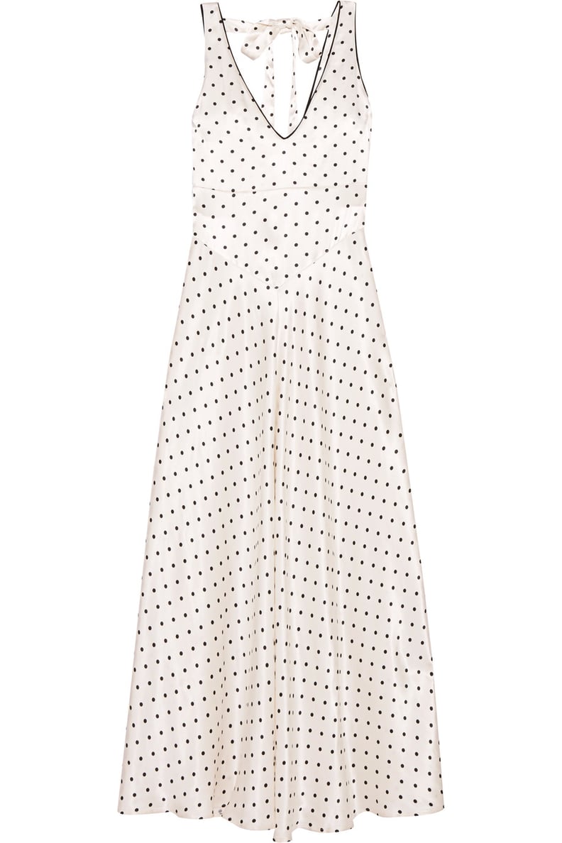 Ganni Leclair Open-back Polka-Dot Satin Maxi Dress