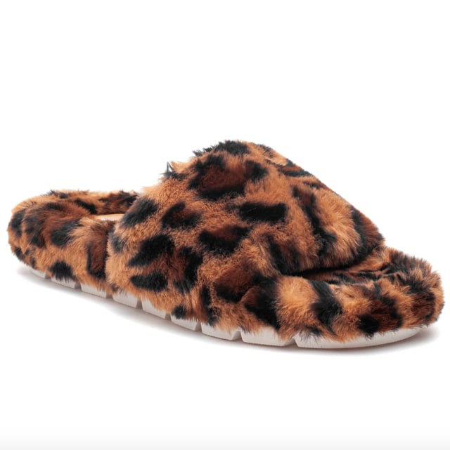 J/SLIDES Lovlie Leopard Faux Fur Slides