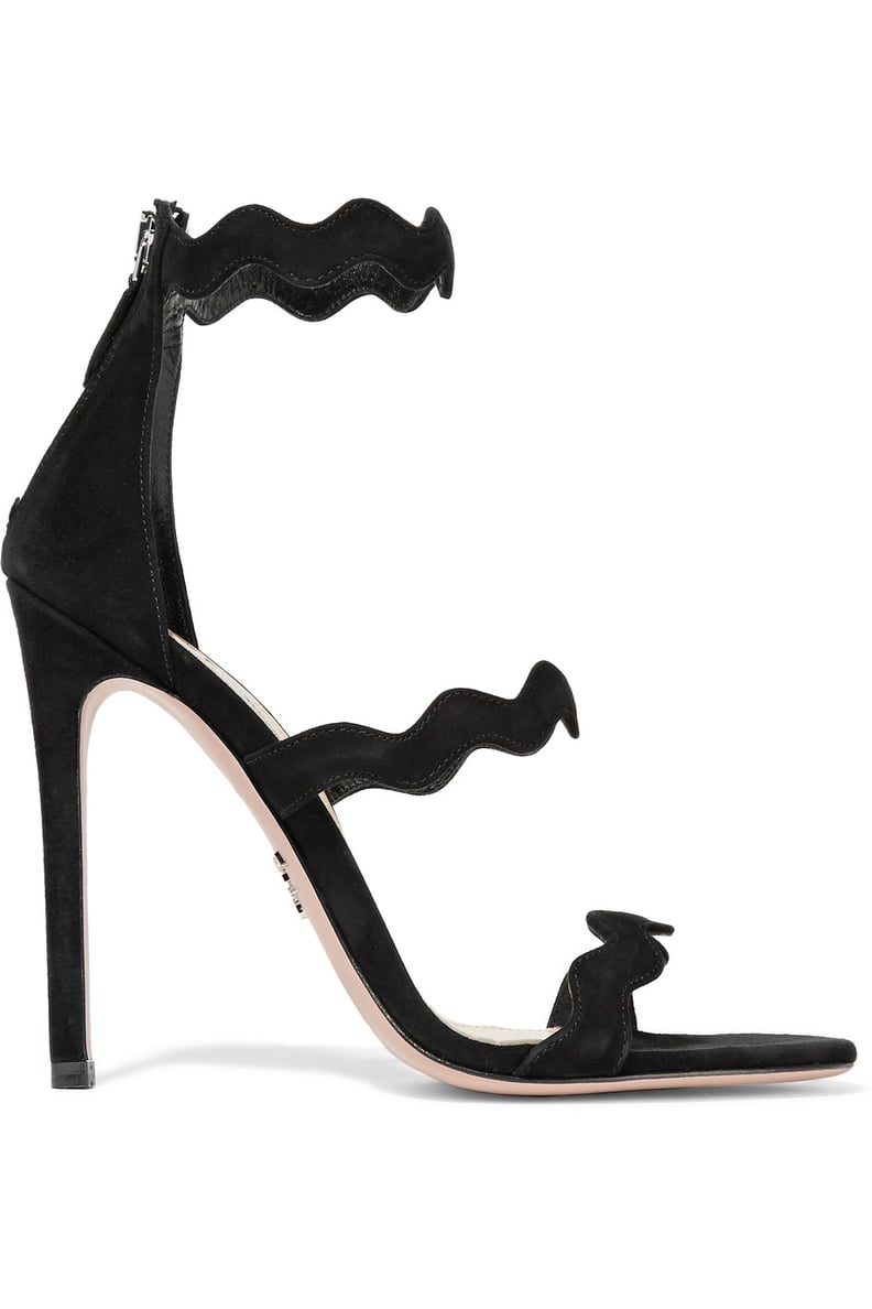 Prada Scalloped Suede Sandals