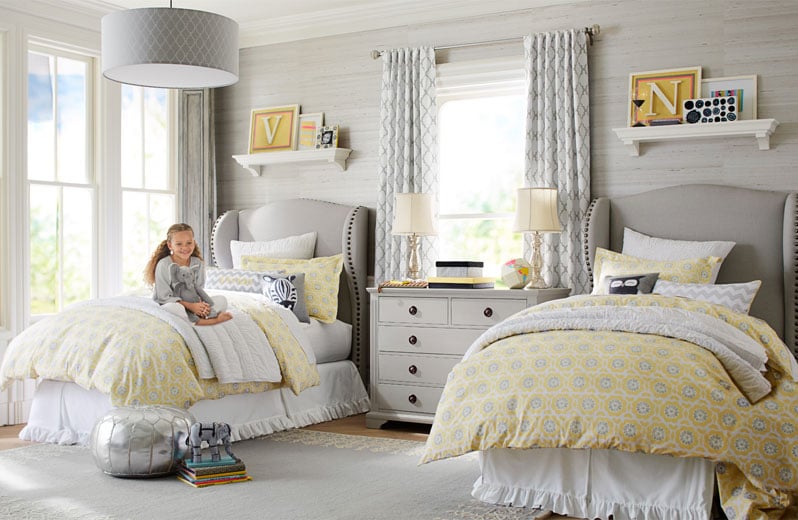 Fabrics are an important element of a shared kids' space and where you can really take a room to a whole new level. Edit the choices to a select few and then bring the kids in at the end and get their feedback. — Julie Rootes Interiors