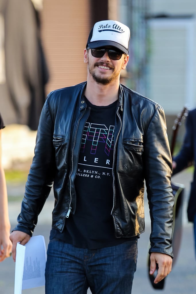 James Franco was all smiles in New York before a poetry reading on Sunday.