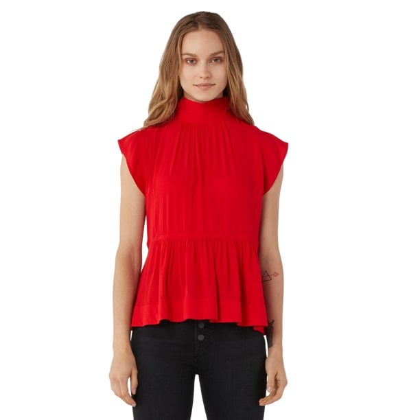 Free Assembly Women's Tie Back Flutter Sleeve Top