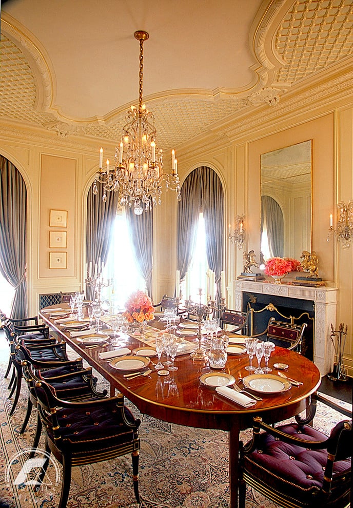 This traditional dining room feels grand enough to host heads of state.