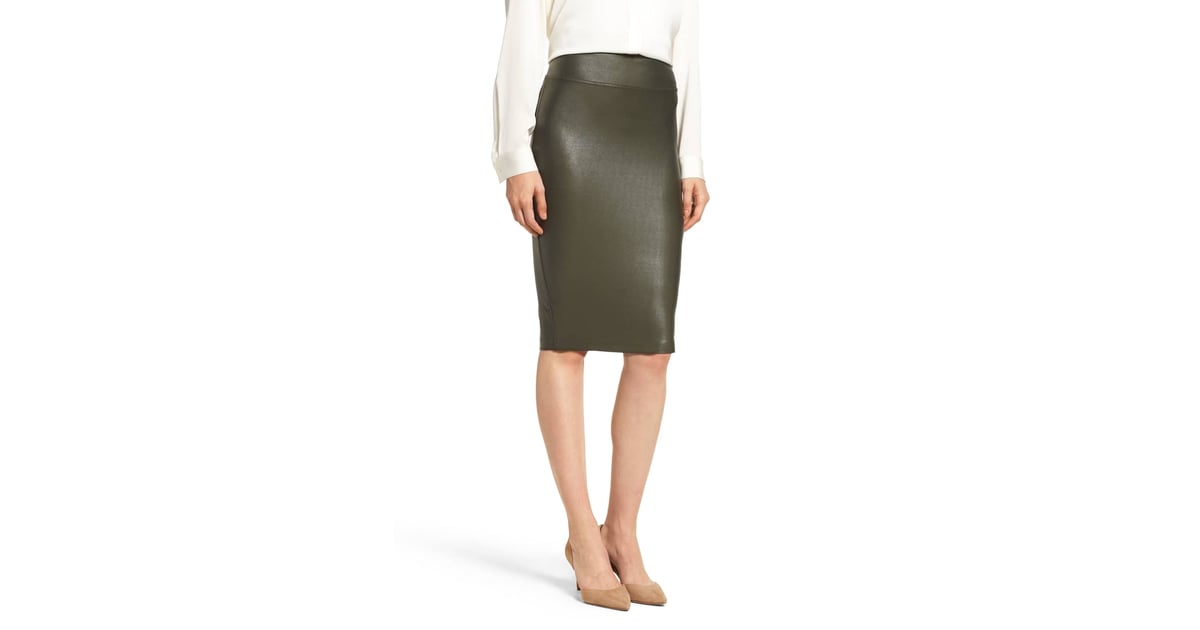 Kara Leather Pencil Skirt Green Deals 