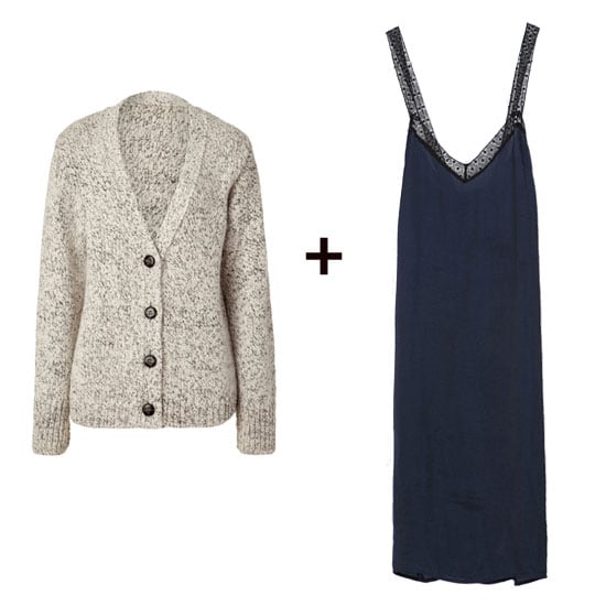 slip dress with cardigan