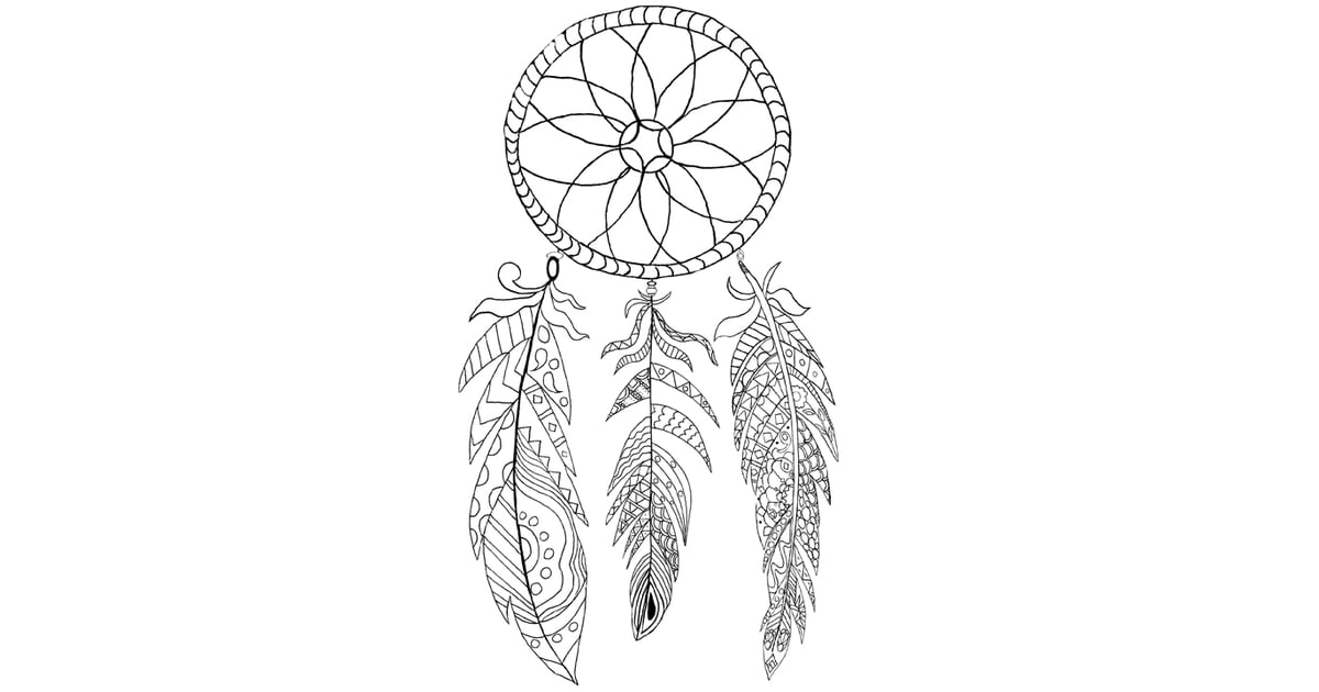 Get the colouring page: Dreamcatcher | Free Printable Adult Colouring ...