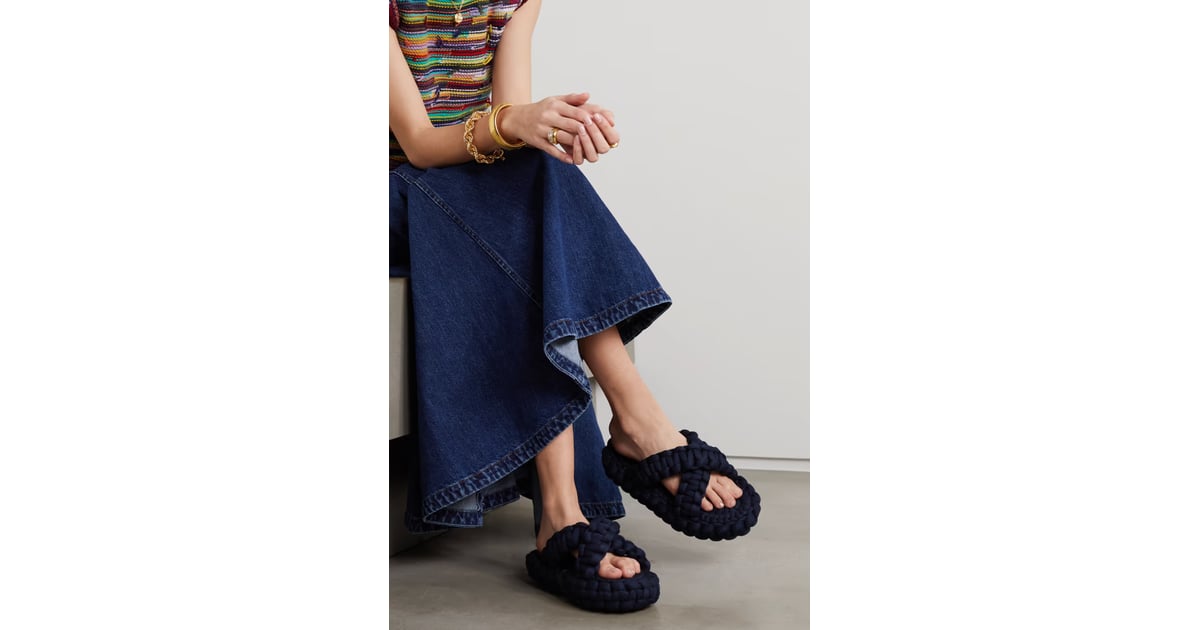 Chloe Kamy Woven Jersey Platform Slides | Navy Clothes and Accessories For Spring | POPSUGAR 