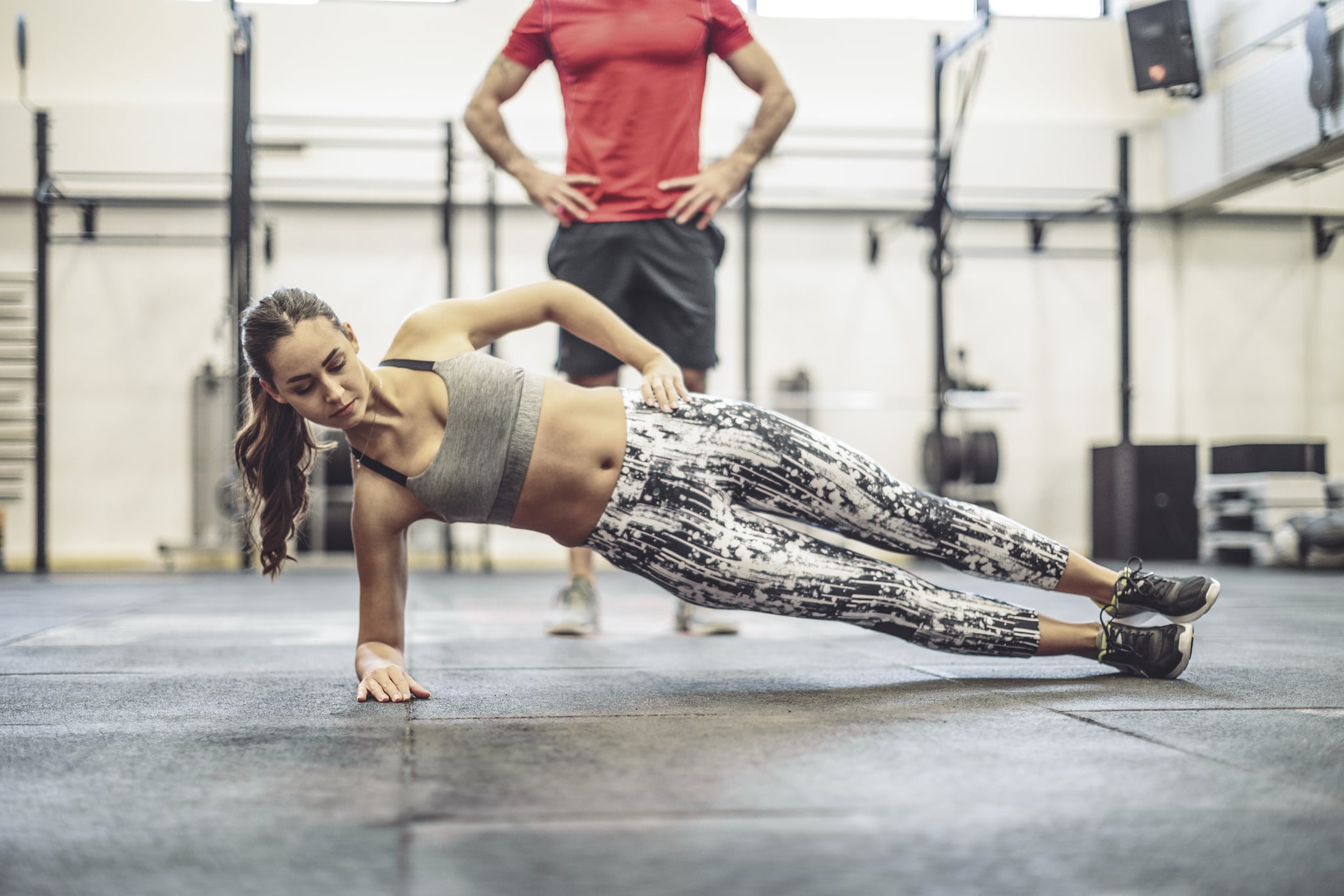 Young couple is doing cross training  exercise together