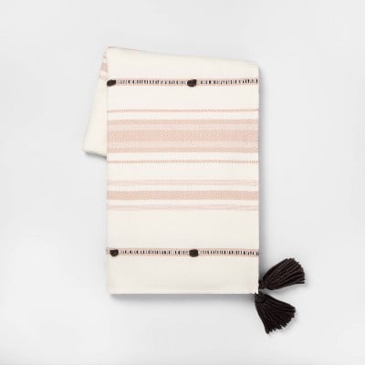 Hearth & Hand With Magnolia Stripe With Poms Throw Blanket