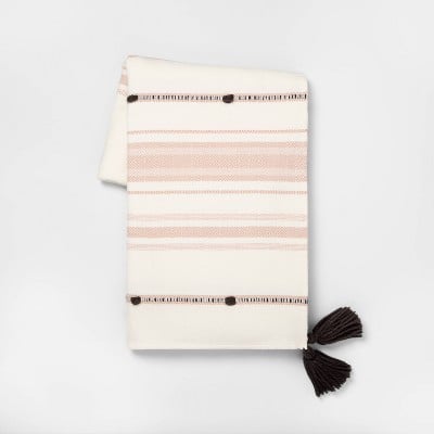 Hearth & Hand With Magnolia Knotted Fringe Throw Blanket – White Cotton, 55x80 Inches
