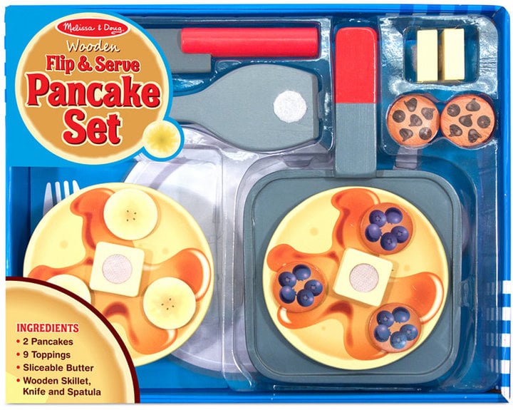 Melissa & Doug Kids' Wooden Flip & Serve Toy Pancake Set