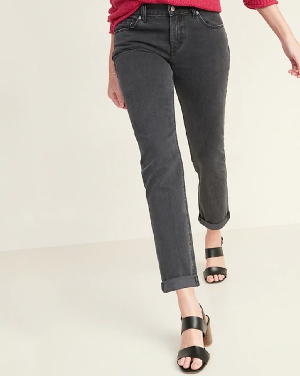 ladies black jeans straight leg