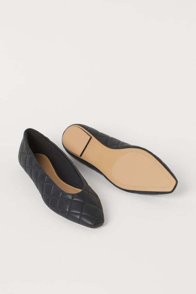 ANNALISE Black Leather Ballet Flat