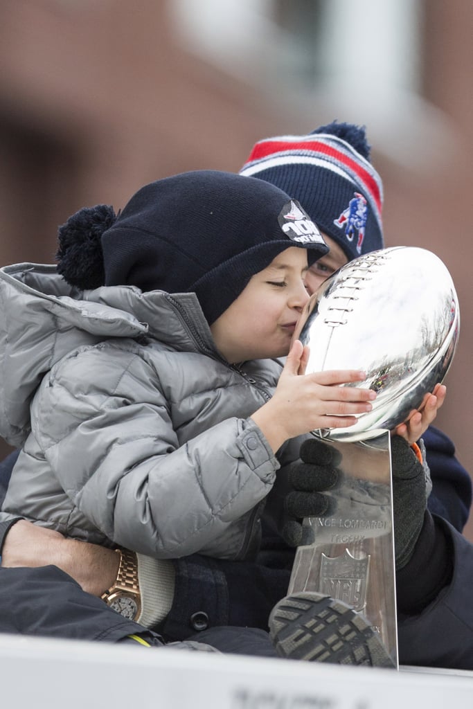 Tom Brady and Kids at Super Bowl Parade 2015