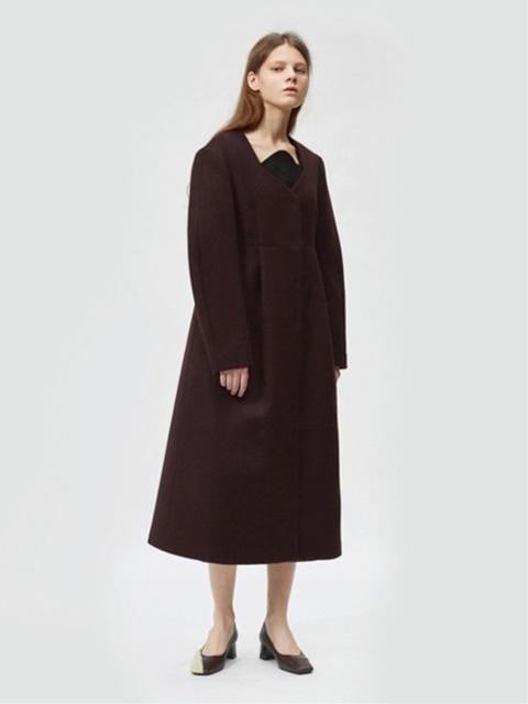 Pleated Long Coat Burgundy ($347, originally $558)