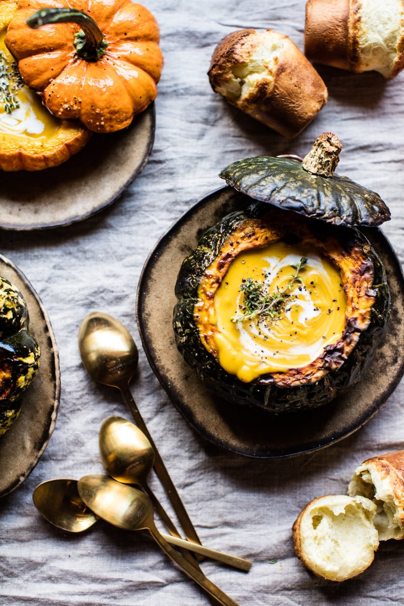 Cheddar Apple Pumpkin Soup With Sage Popovers