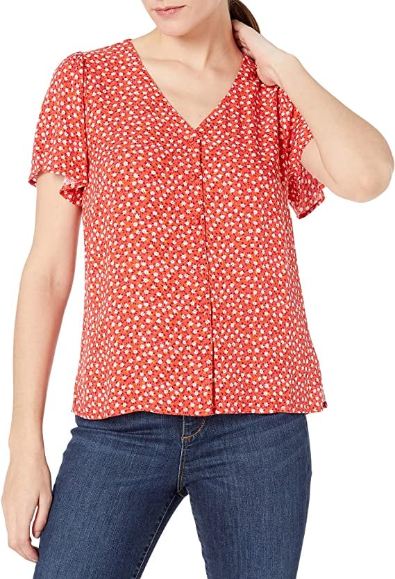 Goodthreads Fluid Twill Covered-Button Short-Sleeved Shirt