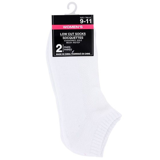 Ladies' No-Show White Athletic Socks, Size 9-11 ($1 per pack)