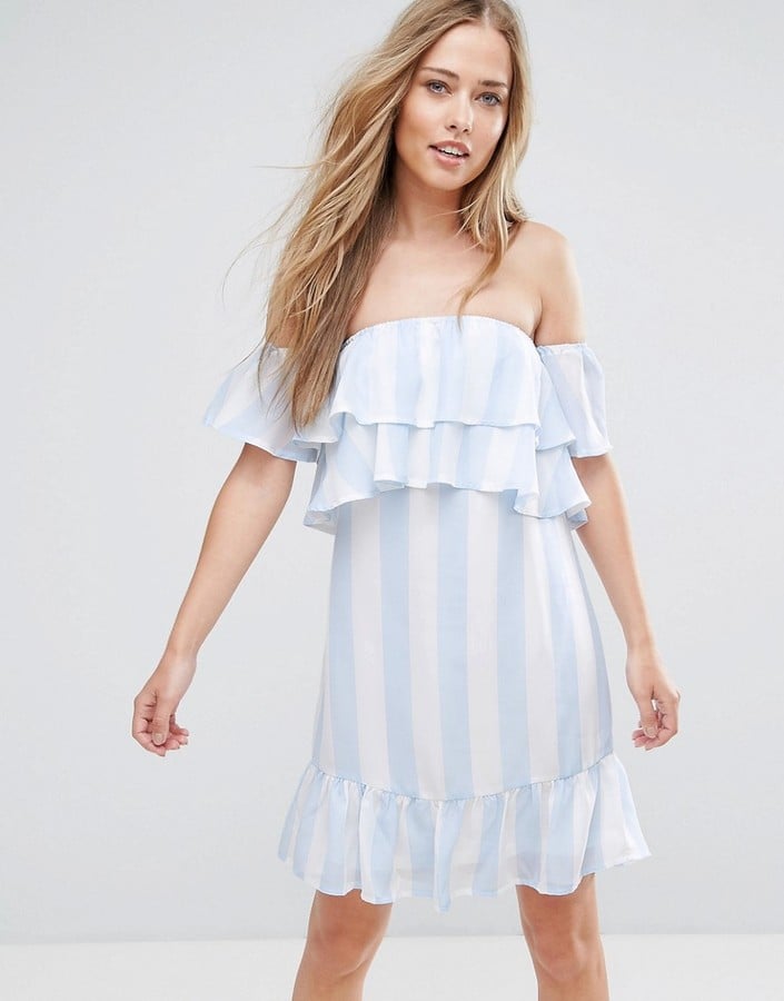 Parisian Off-Shoulder Stripe Dress