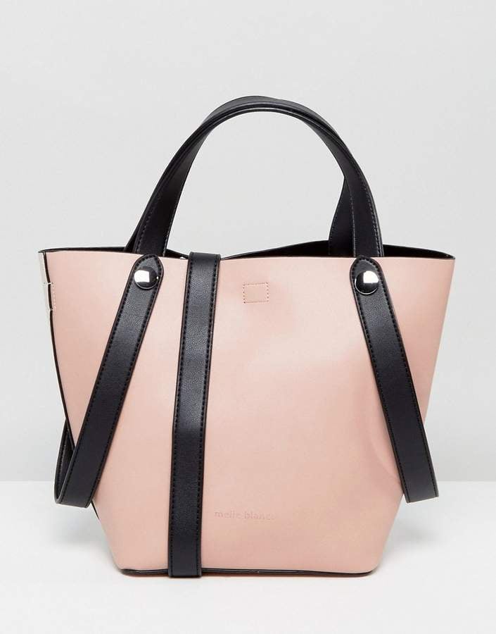 Melie Bianco Vegan Leather Tote Bag With Double Strap