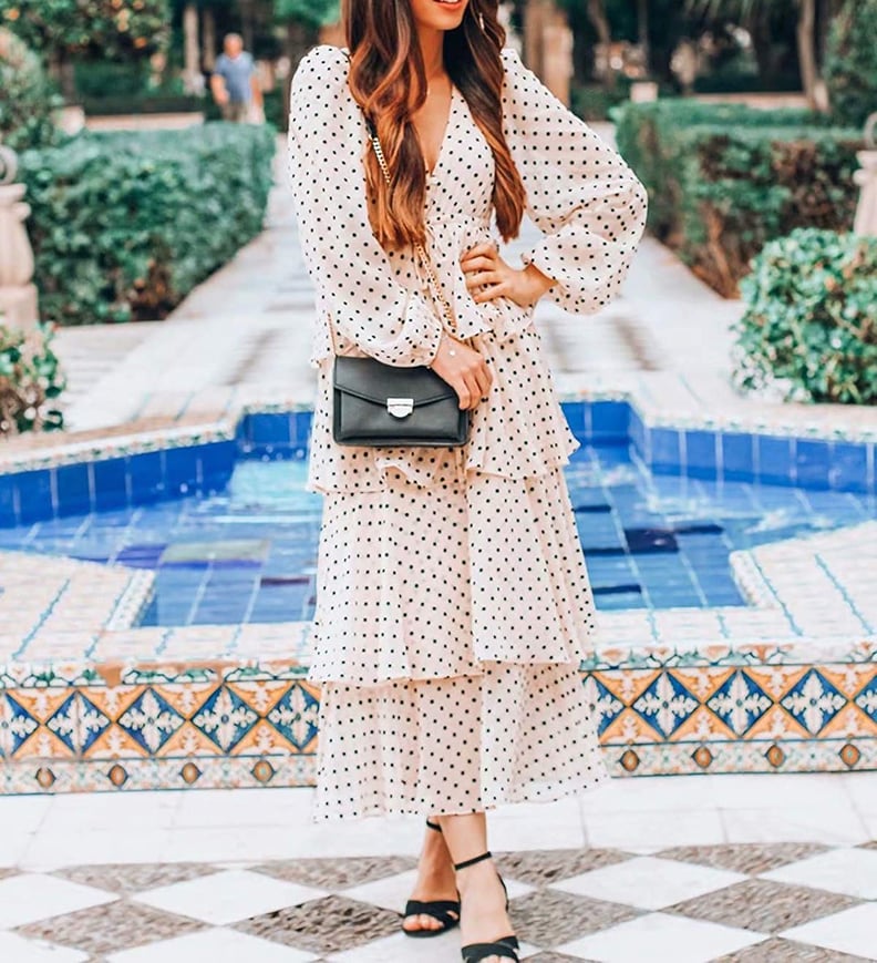 R.Vivimos Chiffon Polka Dot Layered Midi Dress