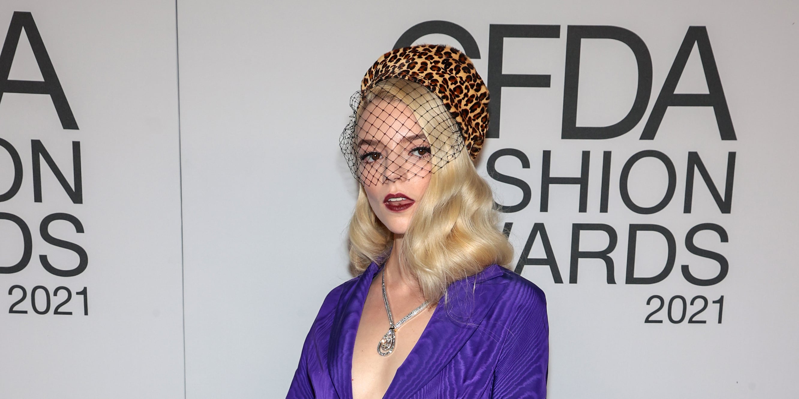 anya taylor-joy purple dress Anya Taylor-Joy Has the Purr-Fect Accessories For Her Frisky CFDA Look