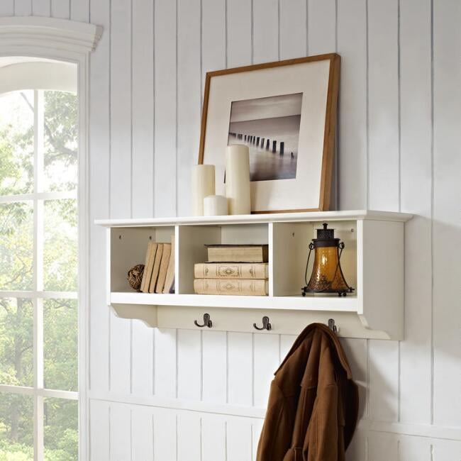 White Wood Emlyn Entryway Wall Storage