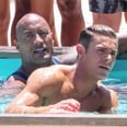 Zac Efron Goes For a Shirtless Swim With Dwayne Johnson on the Set of Baywatch