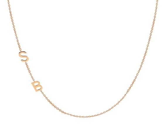 Zoe Lev 14k Gold Asymmetrical Multiple Initials Necklace