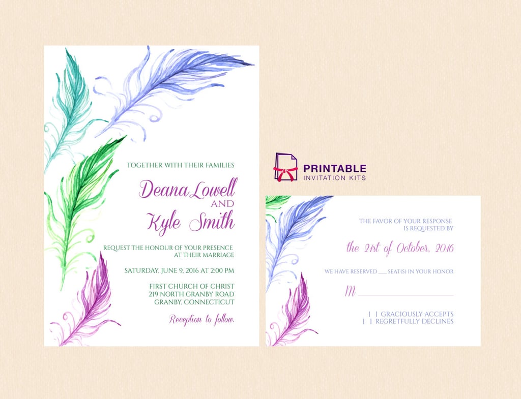 Feather Wedding Invitation