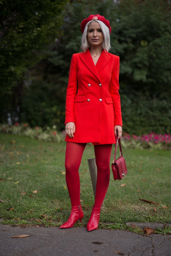 Try achieving the look with a pair of tights. This style move will elongate your frame, especially when you're wearing heels.