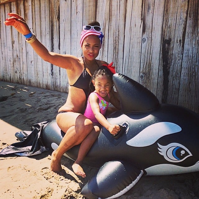 Christina Milian and her daughter, Violet, played around on the beach together at Paris Hilton's annual party in Malibu, CA.
Source: Instagram user christinamilian