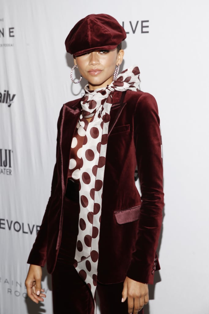 Zendaya's Red Velvet Suit at The Fashion Media Awards 2019