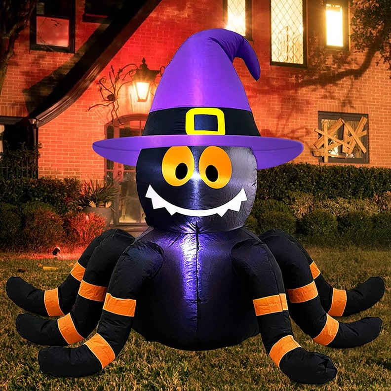 A Bewitching Crawler: LED Inflatable Spider Witch Hat Outdoor Decoration
