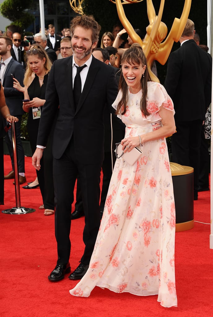 Amanda Peet and her husband, David Benioff, celebrated their baby news on the red carpet.