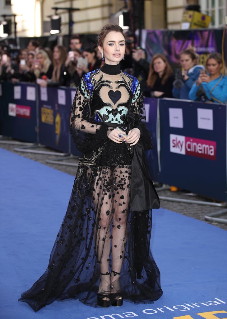 Lily Collins Gown With Hands and Heart 2019