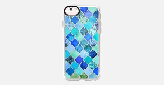 Cobalt Blue, Aqua, Gold Decorative Moroccan Tile Pattern