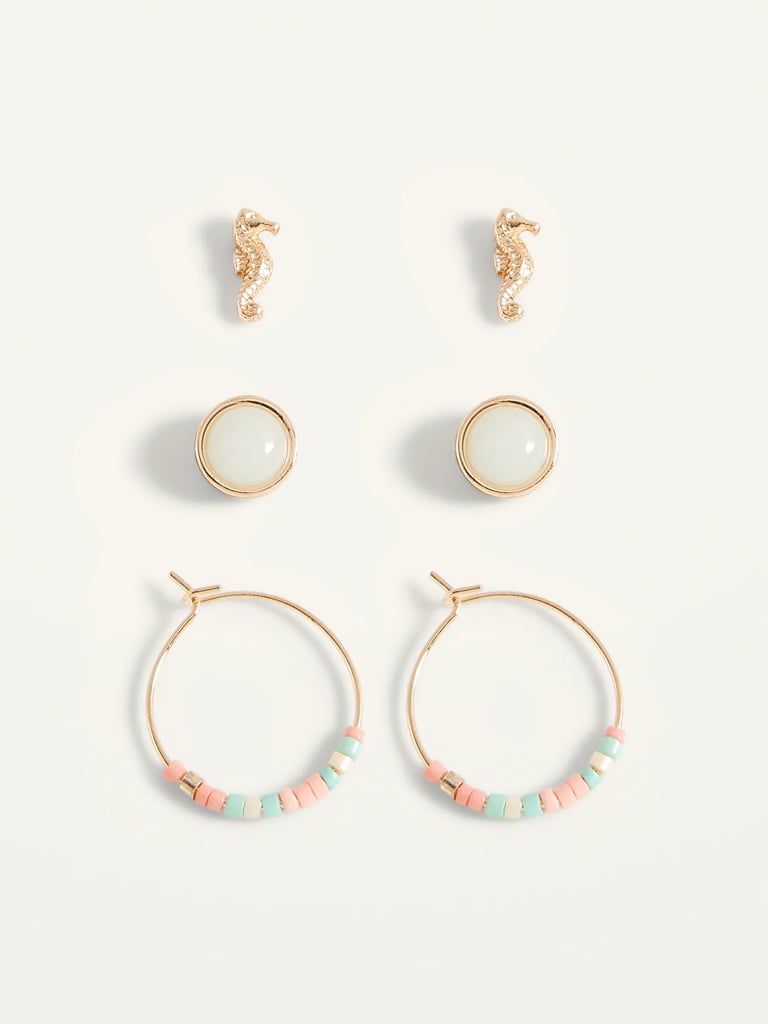 Gold-Tone Beach Stud and Hoop Earrings 3-Pack