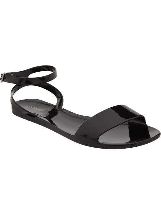 Done in glossy black, these Old Navy jelly sandals ($13) look | Cheap ...