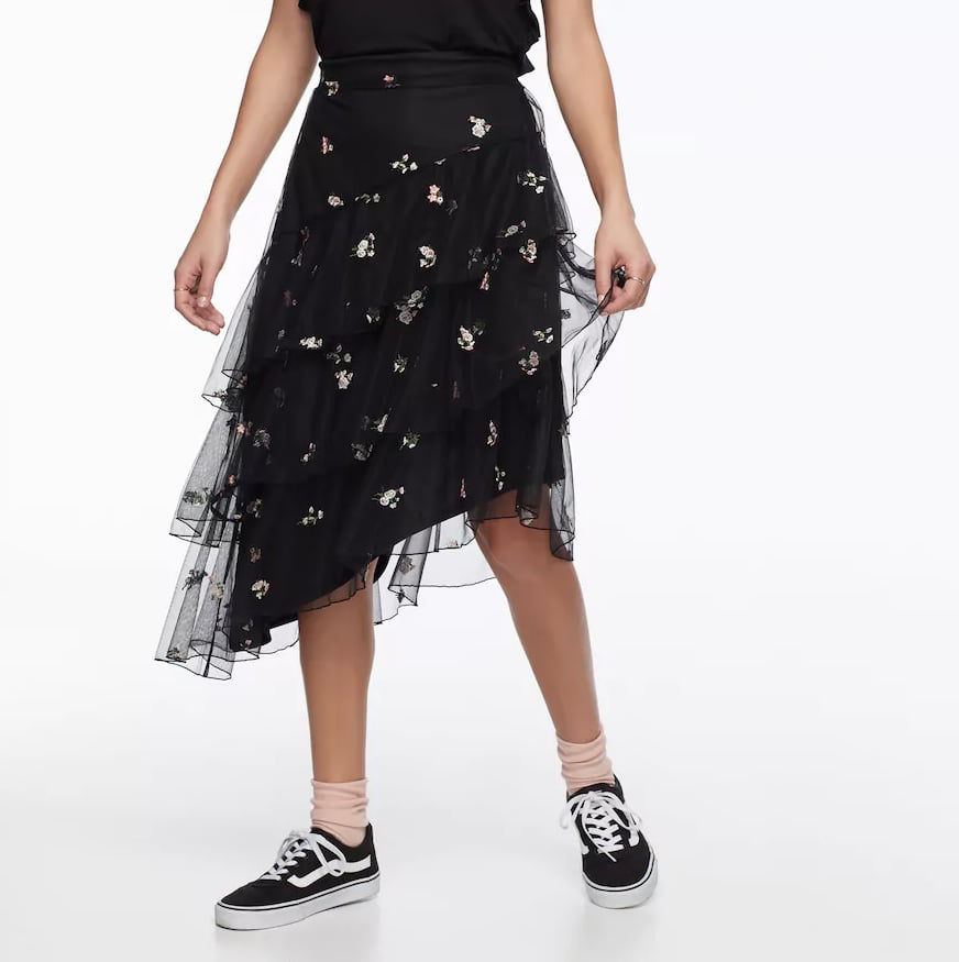 asymmetrical tiered ruffle skirt