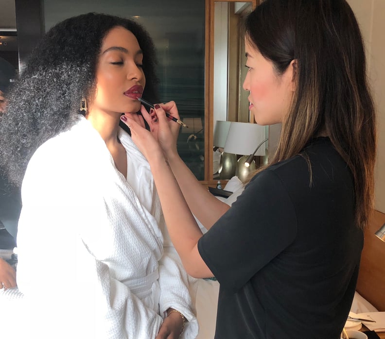 Yara Getting Her Makeup Done For the SAG Awards