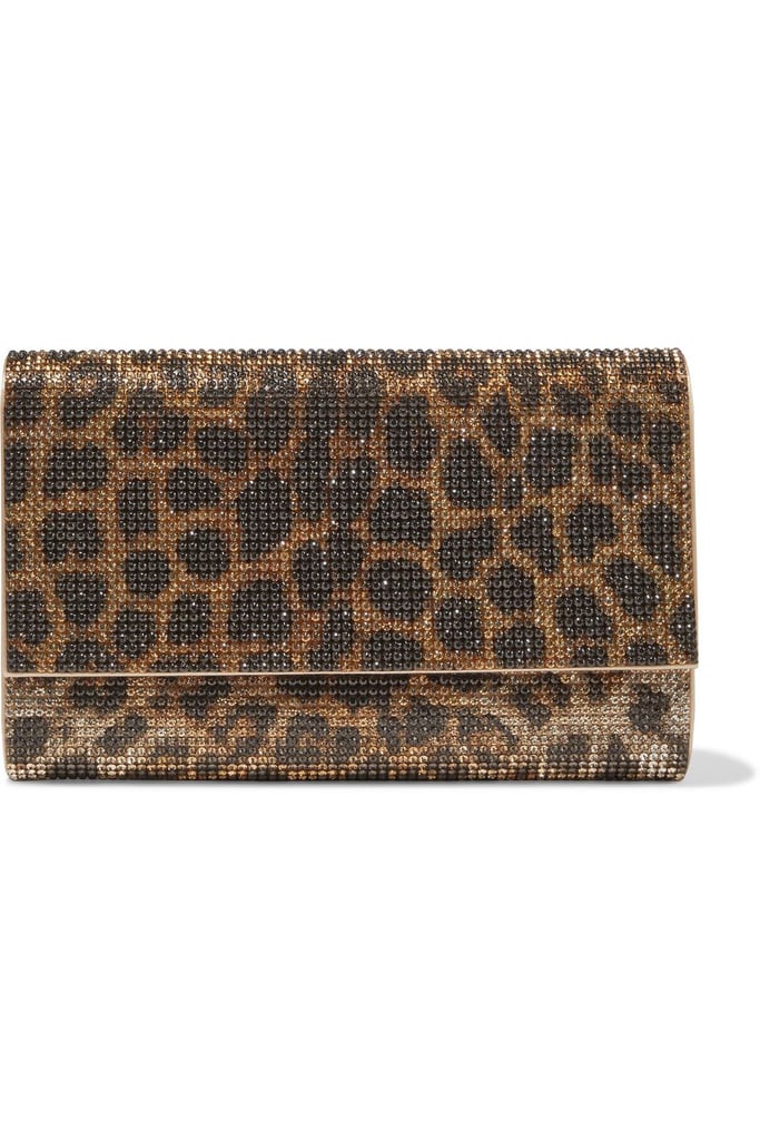 Judith Leiber Animal Print Crystal Satin Clutch