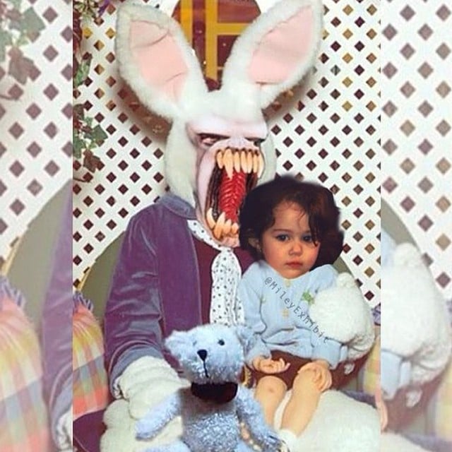 Miley Cyrus posted an Easter throwback snap with a terrifying twist.