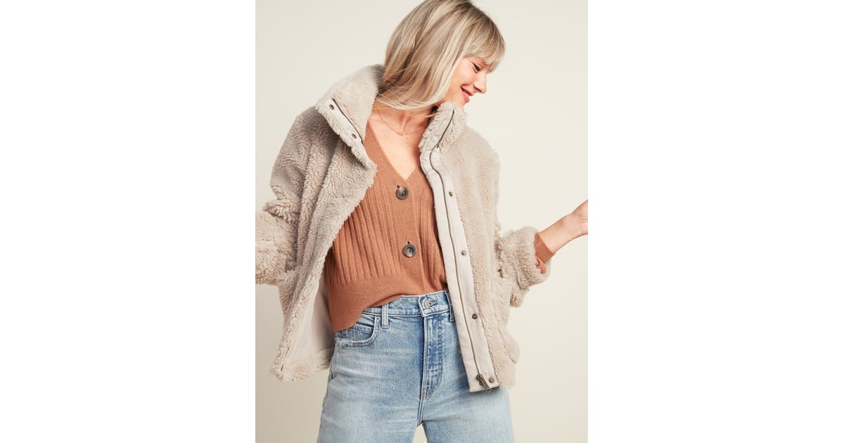 Relaxed Cozy Sherpa Faux-Fur Jacket for Women