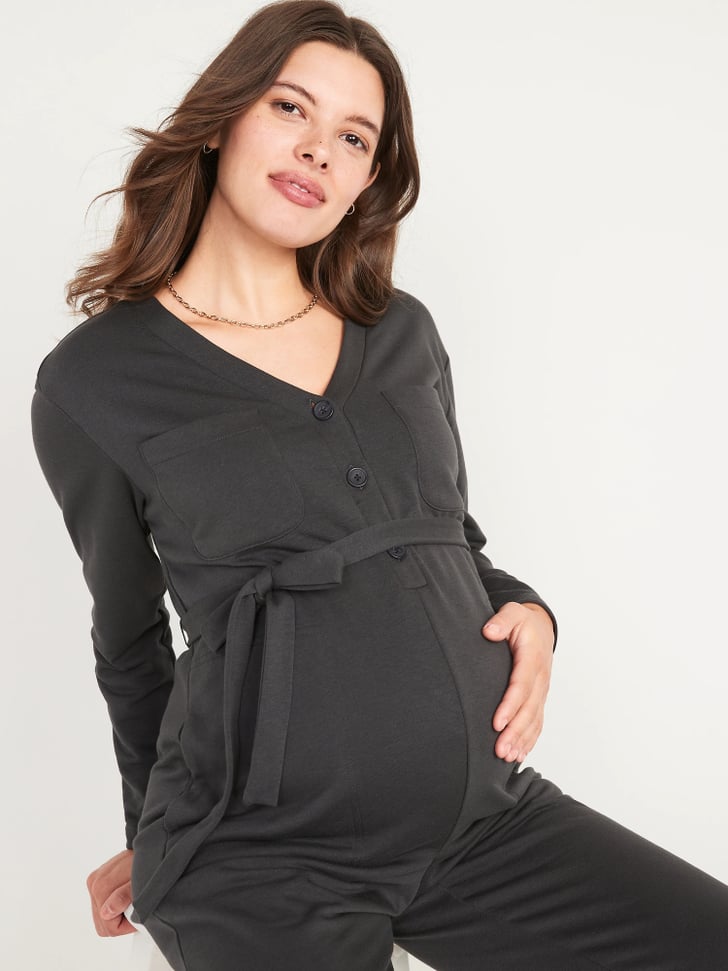 Maternity Rollover-Waist Microfleece Pajama Pants